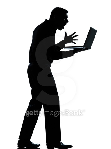 one business man silhouette computing computer laptop angry disp 이미지 ...