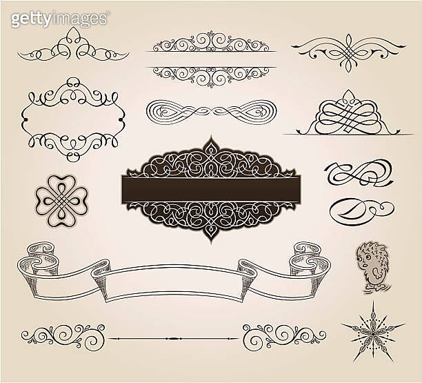 Calligraphic elements vintage set Congratulation. Vector frame ornament ...