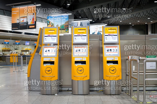 Automated Check In Counter Automated check-in counters of Lufthansa at the airport (458465159 ...