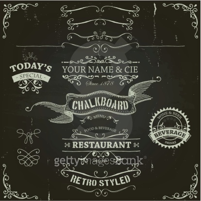 Hand Drawn Banners And Patterns On Chalkboard 이미지 (450054121) - 게티이미지뱅크