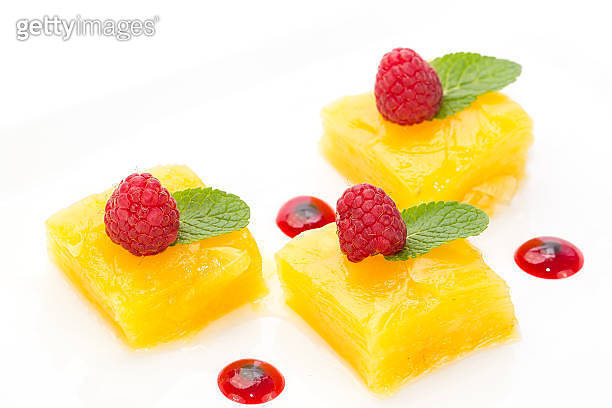 dessert of pineapple with raspberries (453429873) - 게티이미지뱅크