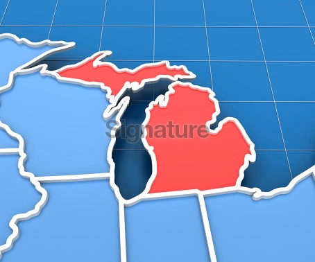 3d Render Of USA Map With Michigan State Highlighted 187293457 187293457 
