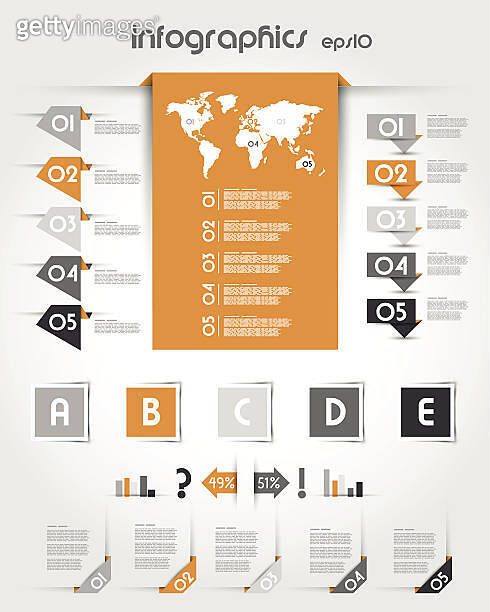 orange infographics with long world sticker (508444185) 일러스트, 무료 일러스트 ...