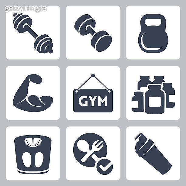 Vector isolated bodybuilding/fitness icons set (482328061) 아이콘, 무료 아이콘 ...