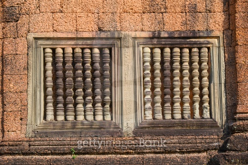 False Window Balusters on Hindu Temple - Angkor, Cambodia 이미지 ...