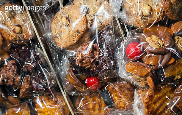 Packaged Sweets Stack Set of French packaged sweets lay on the counter 이미지 (519746803) - 게티이미지뱅크