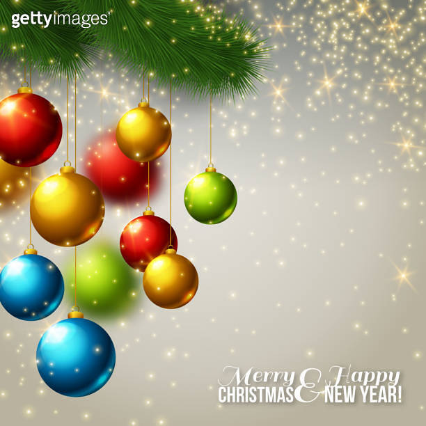 Christmas background with colorful balls. 이미지 (521343099) - 게티이미지뱅크