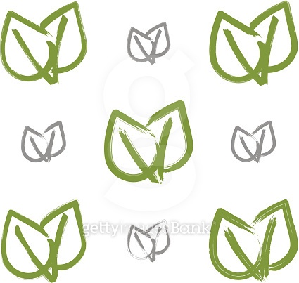 Set of hand-drawn simple vector green eco leaves icons 이미지 (514322369 ...