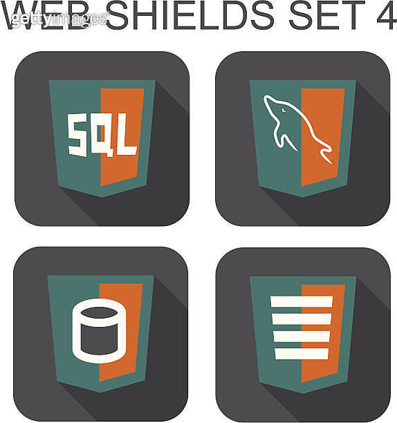 vector collection of mysql web development shield signs: databas 이미지 ...