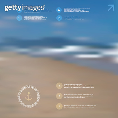 Vector ocean, blurred landscape, interface template. (482840989) - 게티이미지뱅크