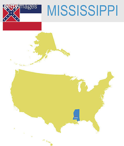 USA state Of Mississippi's map and Flag 이미지 (538180043) 게티이미지뱅크
