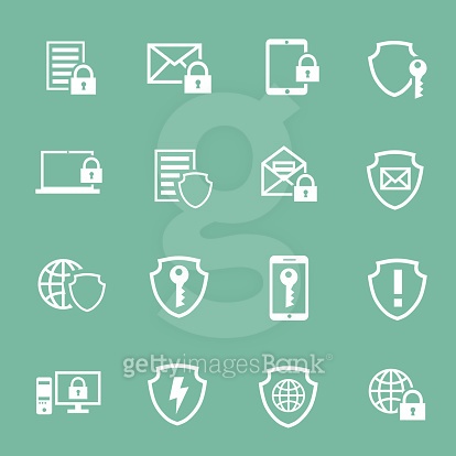 Protection Information technology security pictograms collection of ...