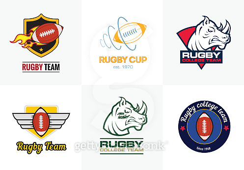 All Rugby Logos Set of vintage color rugby championship logos and badges (497493024 ...