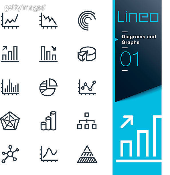 Lineo Examples Lineo - Diagrams and Graphs line icons 이미지 (502428494) - 게티이미지뱅크