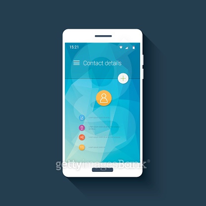 Mobile ui template with contact menu icon set on colorful (492223500 ...
