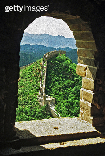 the great wall of china oil paint stylization 이미지 (537714307) - 게티이미지뱅크