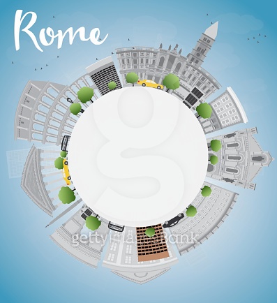 Rome skyline with grey landmarks and copy space 이미지 (495496728) - 게티이미지뱅크