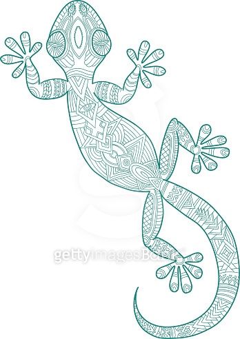 Vector drawing of a lizard gecko with ethnic patterns 이미지 (469352360 ...