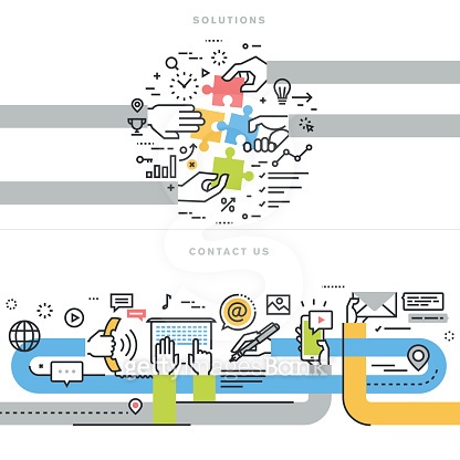 Flat line design vector illustration concepts for business 이미지 ...