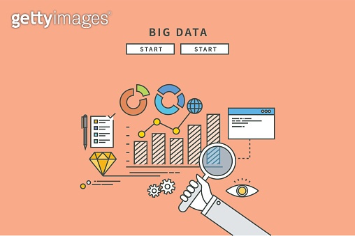 color line flat design of big data 이미지 (523402442) - 게티이미지뱅크