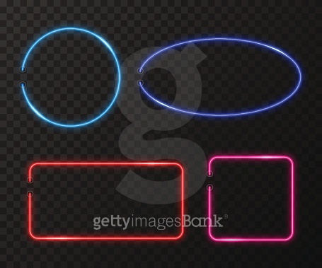 Neon frames vector set on black transparent background 이미지 (537463414 ...