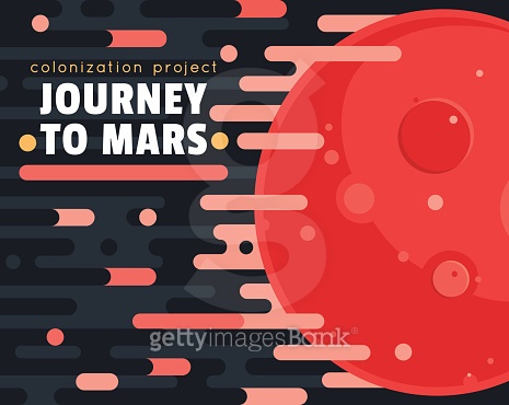 Mars colonization project poster with red planet and clouds 이미지 ...