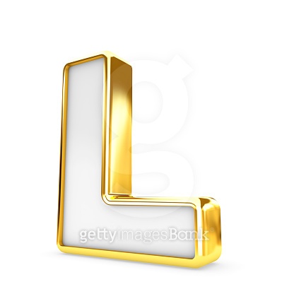 3d gold - white letter L isolated white background. 이미지 (518070492 ...