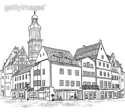 Street View German City Buildings Urban Engraving Landscape street-view-german-city-buildings-urban-engraving-landscape