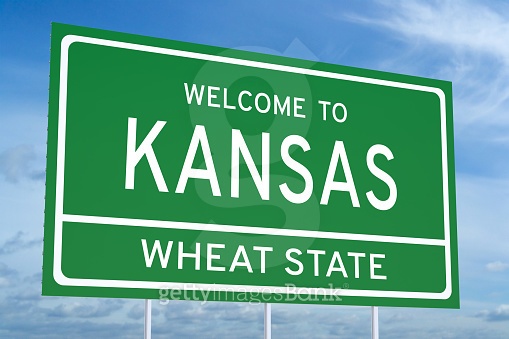 Welcome to Kansas state road sign 이미지 (529668400) - 게티이미지뱅크