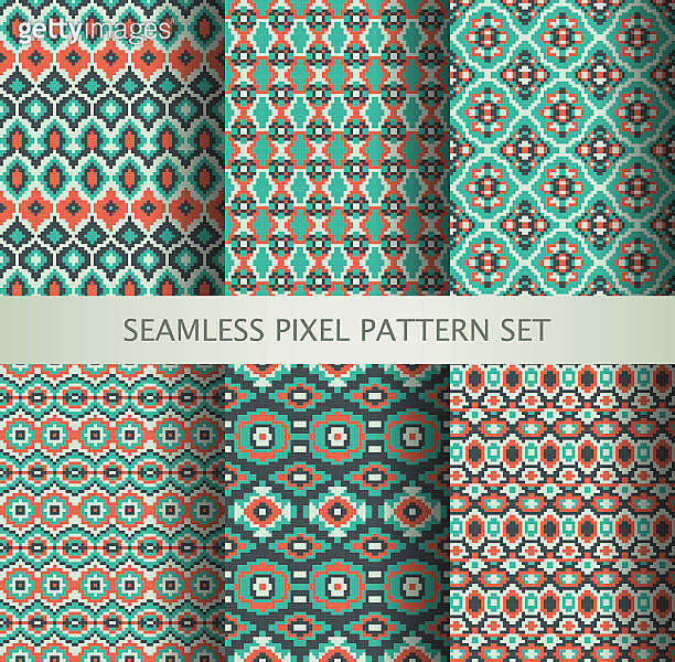 Collection of pixel seamless patterns with stylized Greenland national ...