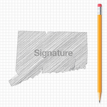 Connecticut map sketch with pencil on grid paper (522119576) 일러스트, 무료 ...