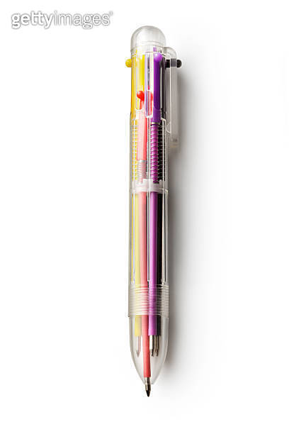 Office: Multi Color Ballpoint Pen Isolated on White Background 이미지 ...