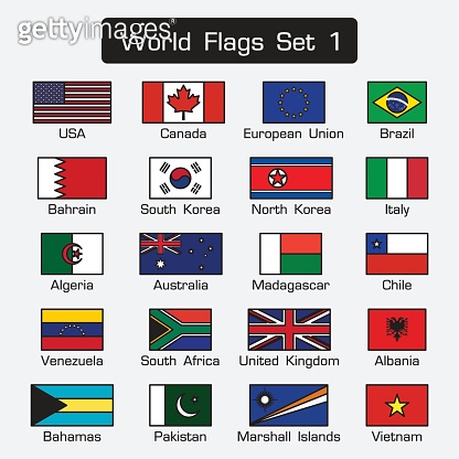 Flags Computer Science Simple World flags set 1 . simple style and flat design . thick outline . 이미지 ...