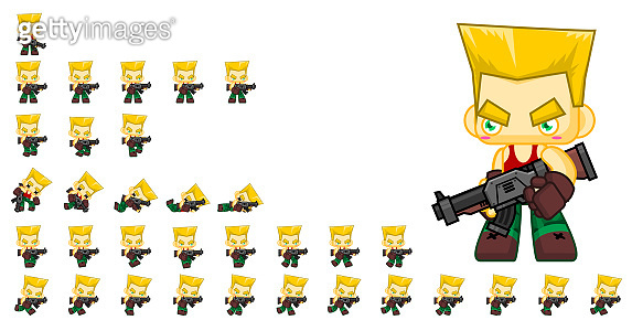 Cute Soldier Game Sprites (900123070) 일러스트, 무료 일러스트 - 게티이미지뱅크