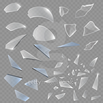 Realistic transparent shards of broken glass pieces sharp realistic 3d ...