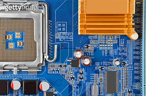 Blue computer motherboard 이미지 (895162286) - 게티이미지뱅크