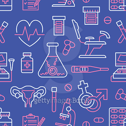 Medical seamless pattern, gynecology vector background dark purplr ...