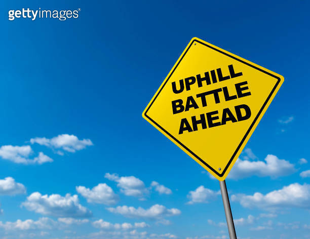 UPHILL BATTLE AHEAD - Road Warning Sign (816846838) - 게티이미지뱅크