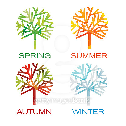 Four trees as seasons. Spring, summer,autumn and winter (690295980 ...