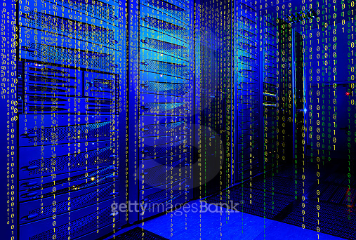 series mainframe in a futuristic representation of matrix code ...