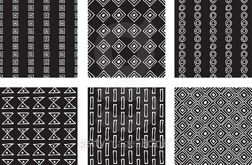 Set of seamless vector patterns. Black and white geometrical endless ...