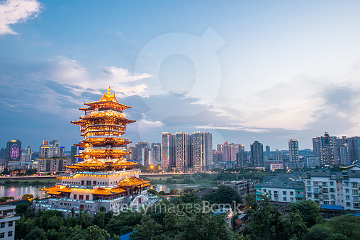 China, Mianyang City, Sichuan Province, China Ancient Architecture ...