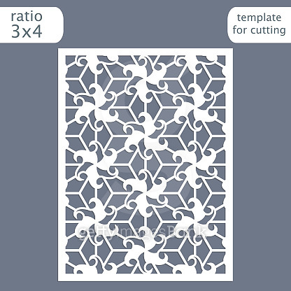 Laser cut wedding invitation card template. Cut out the paper card with ...