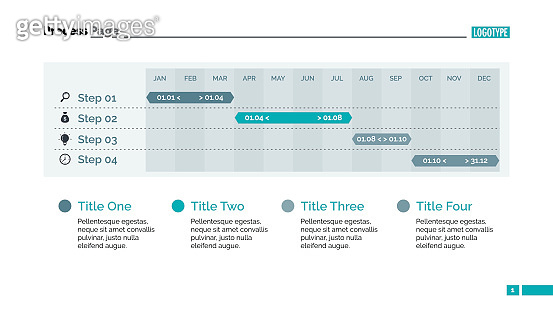Four Steps Calendar Diagram Slide Template (821168148) 일러스트, 무료 일러스트 ...