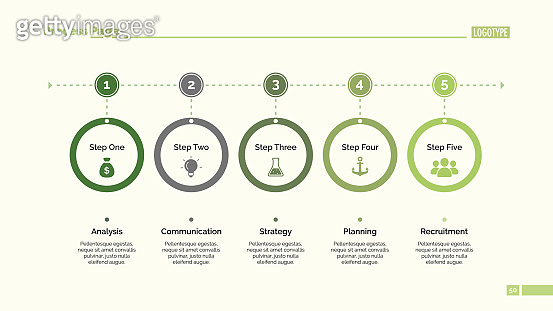 Five Step Process Chart Slide Template 이미지 (844011286) - 게티이미지뱅크