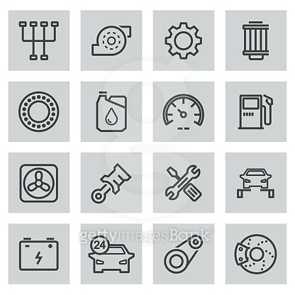 Vector black line car service icons set 이미지 (665756968) - 게티이미지뱅크