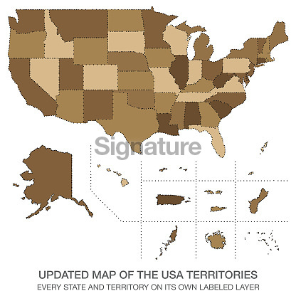 Updated map of the USA Territories 이미지 (651205528) - 게티이미지뱅크