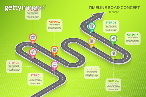 Isometric navigation map infographic 8 steps timeline concept 이미지 ...