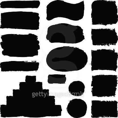 Hand drawn abstract black paint brush strokes. Vector set collection of ...
