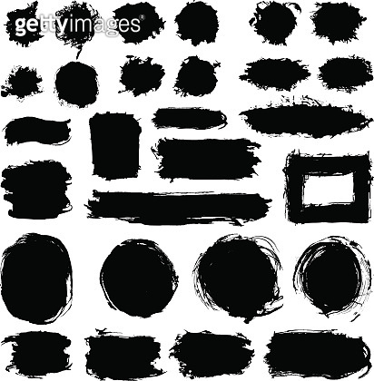 Mega collection of Hand drawn abstract black paint brush strokes ...